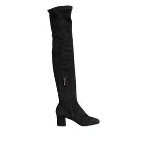Dolce & Gabbana Black Suede Leather Knee High Boots Women's Shoes